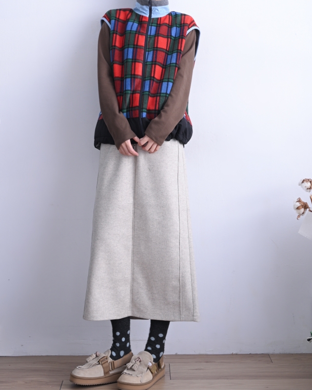 韓 微毛料長裙 2色 size