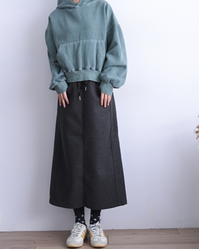 韓 微毛料長裙 2色 size