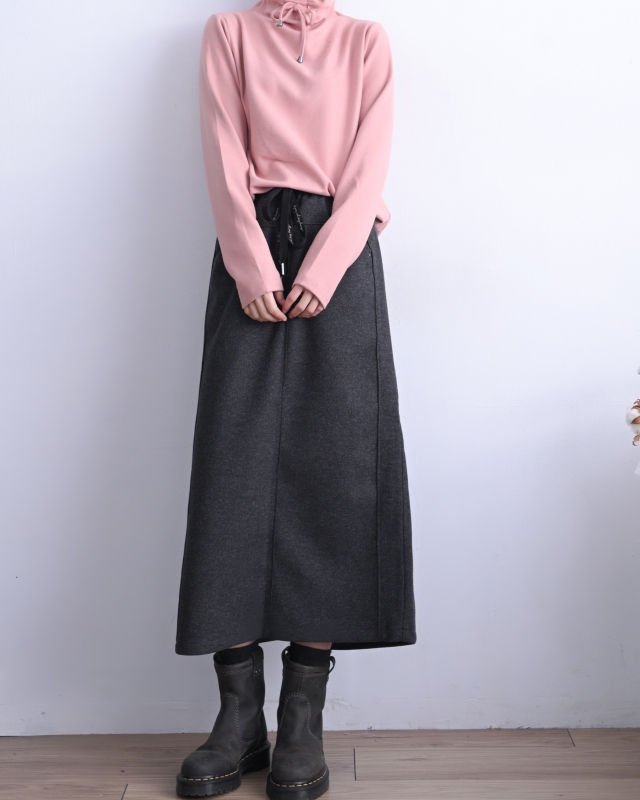 韓 微毛料長裙 2色 size