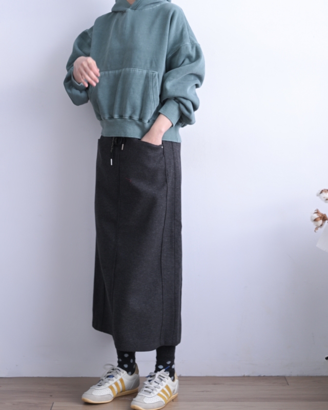 韓 微毛料長裙 2色 size