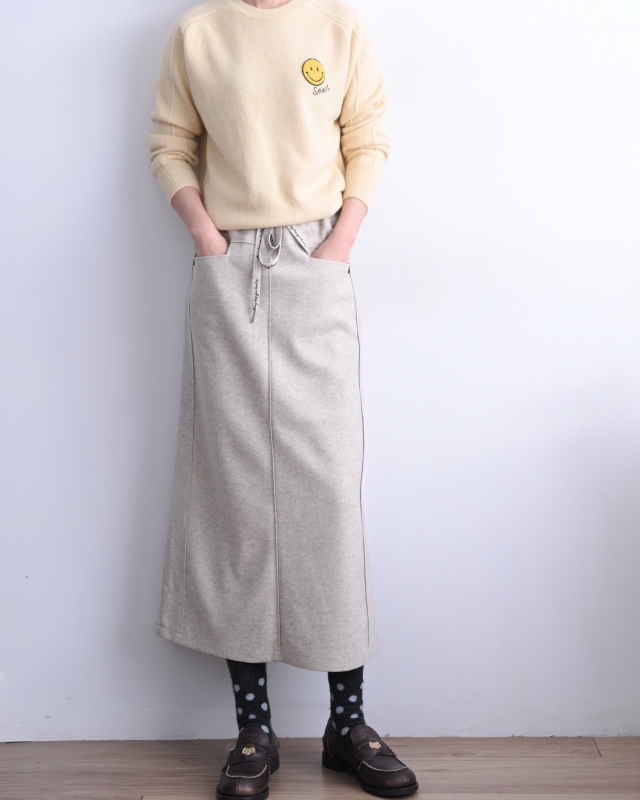 韓 微毛料長裙 2色 size