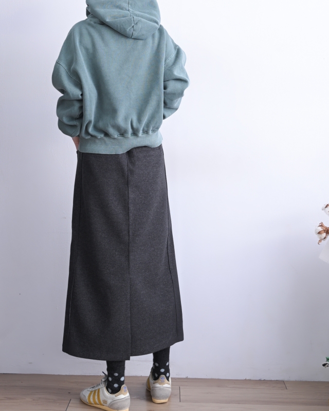 韓 微毛料長裙 2色 size