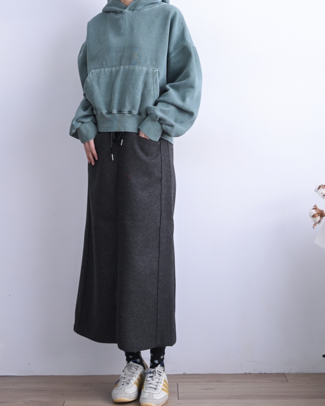 韓 微毛料長裙 2色 size