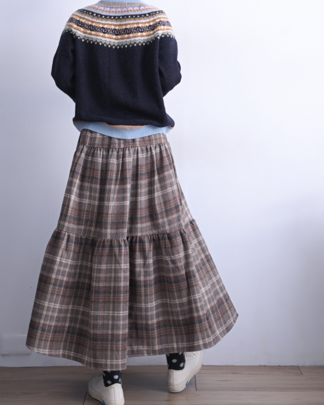 韓 格文蛋糕長裙 2色 size