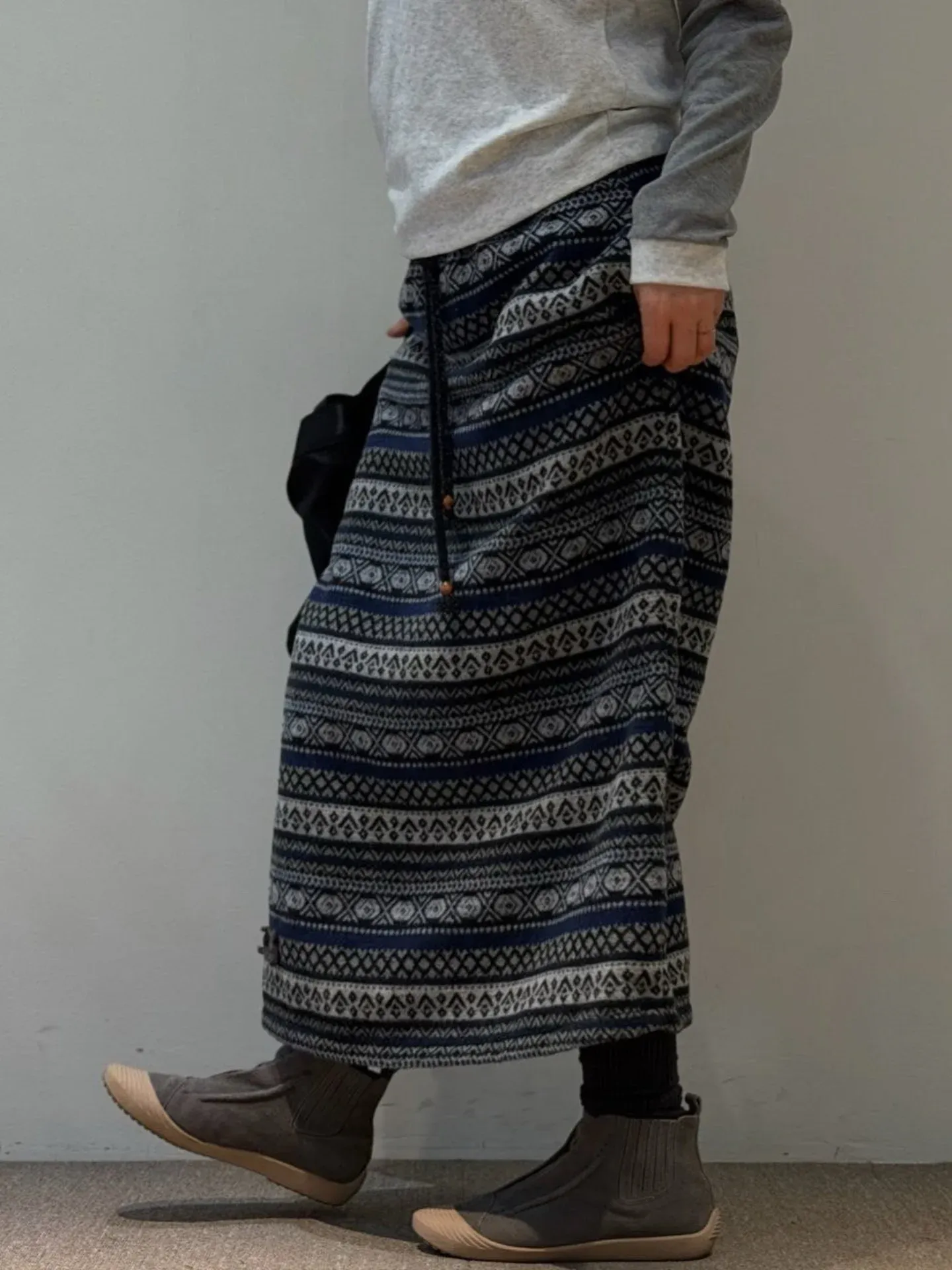 韓 圖騰綁帶長裙 3色