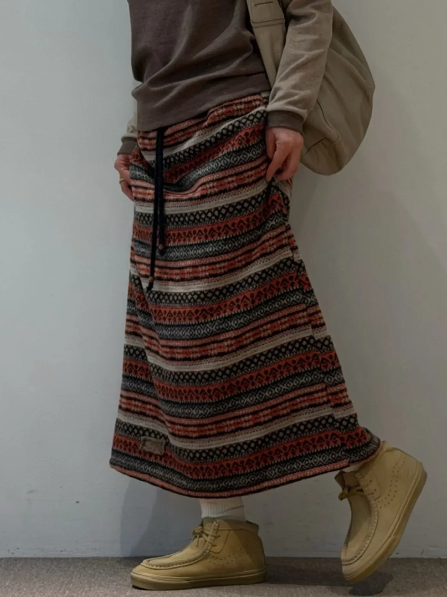 韓 圖騰綁帶長裙 3色