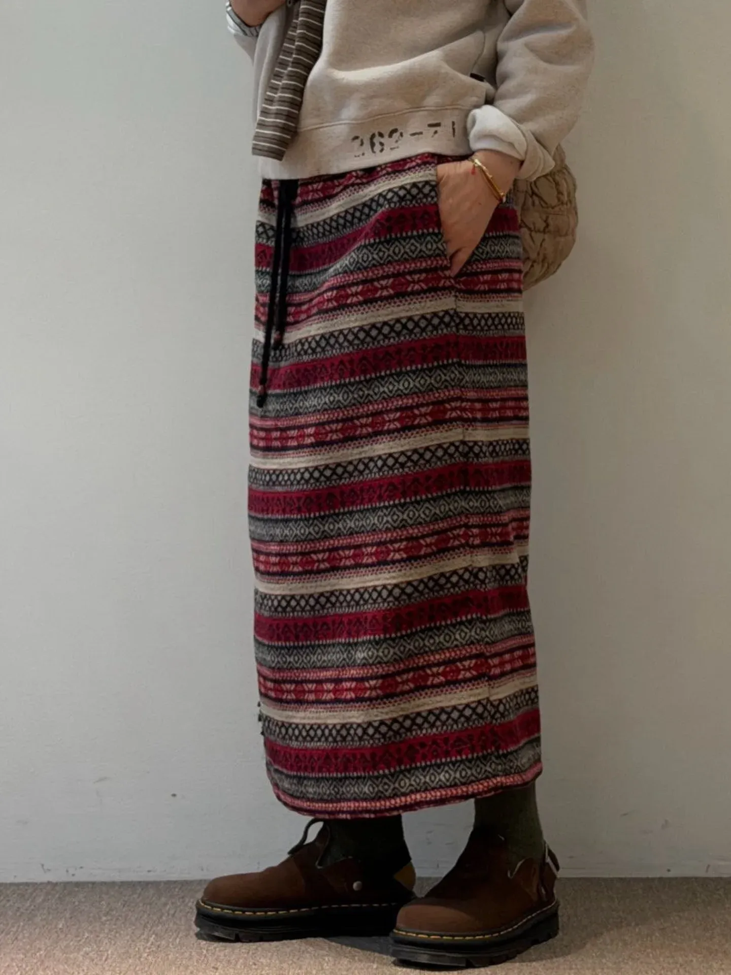 韓 圖騰綁帶長裙 3色