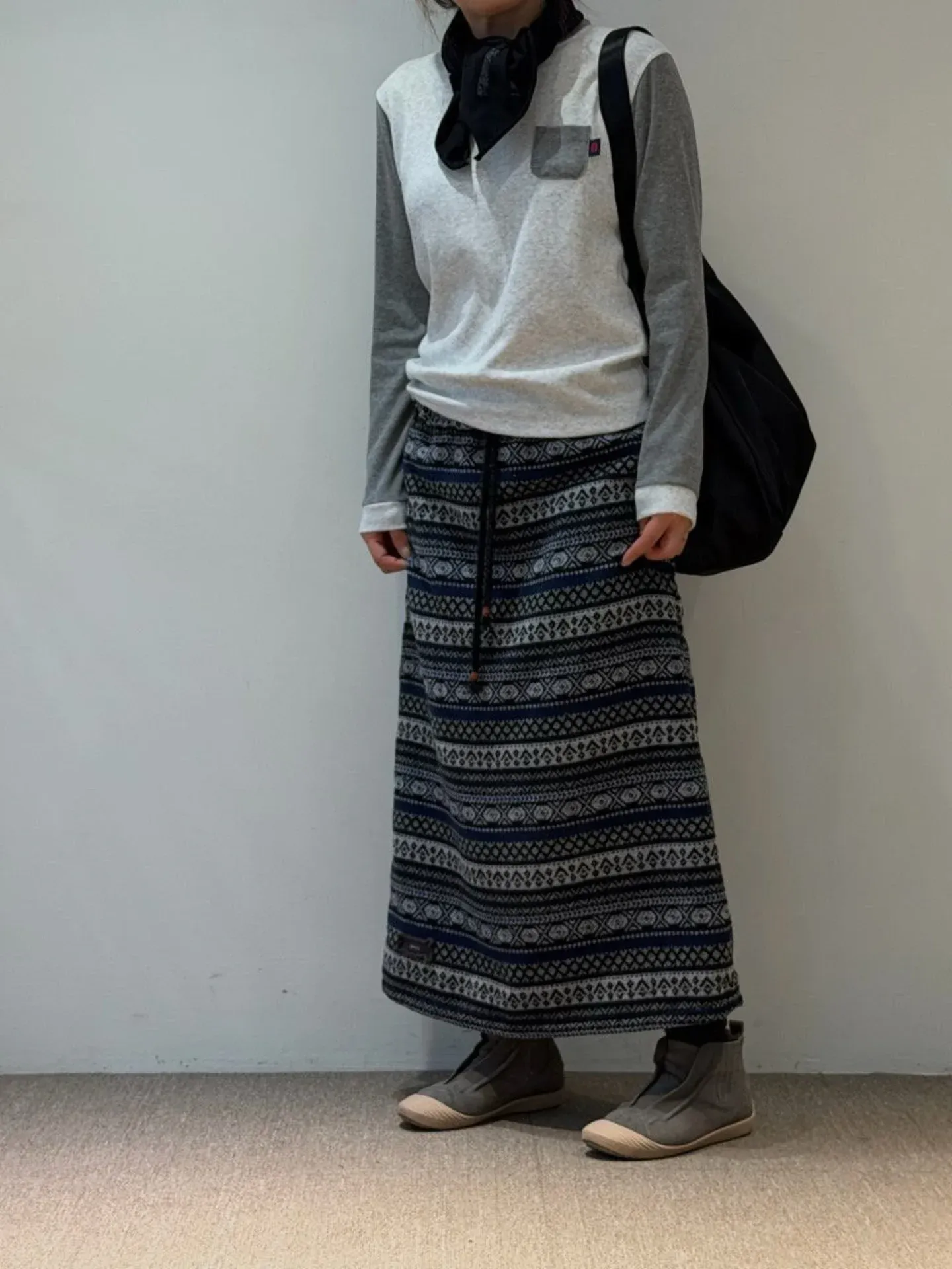 韓 圖騰綁帶長裙 3色