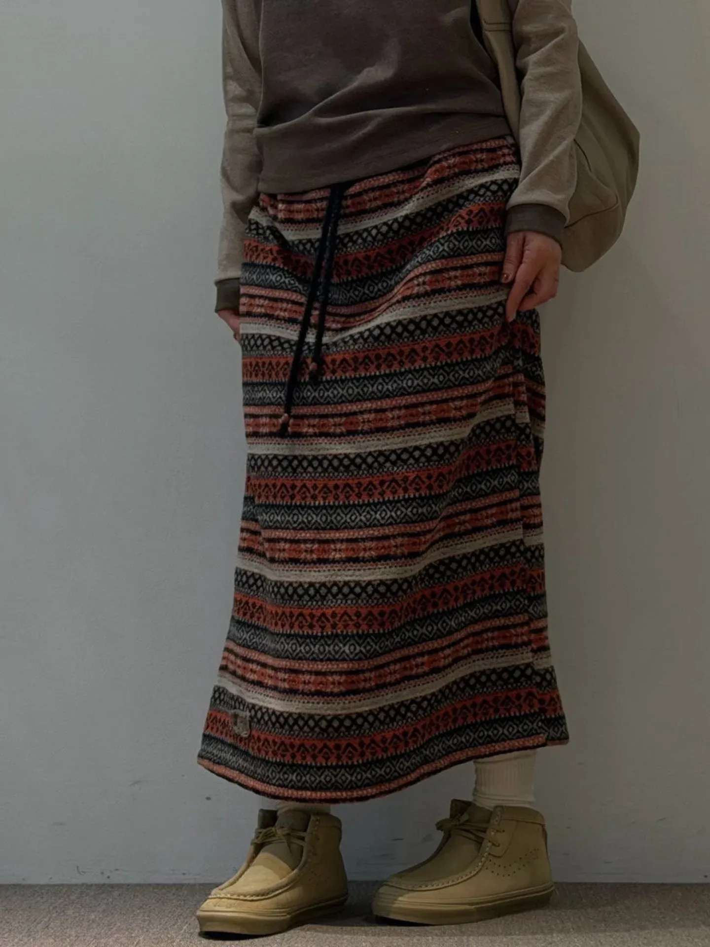 韓 圖騰綁帶長裙 3色