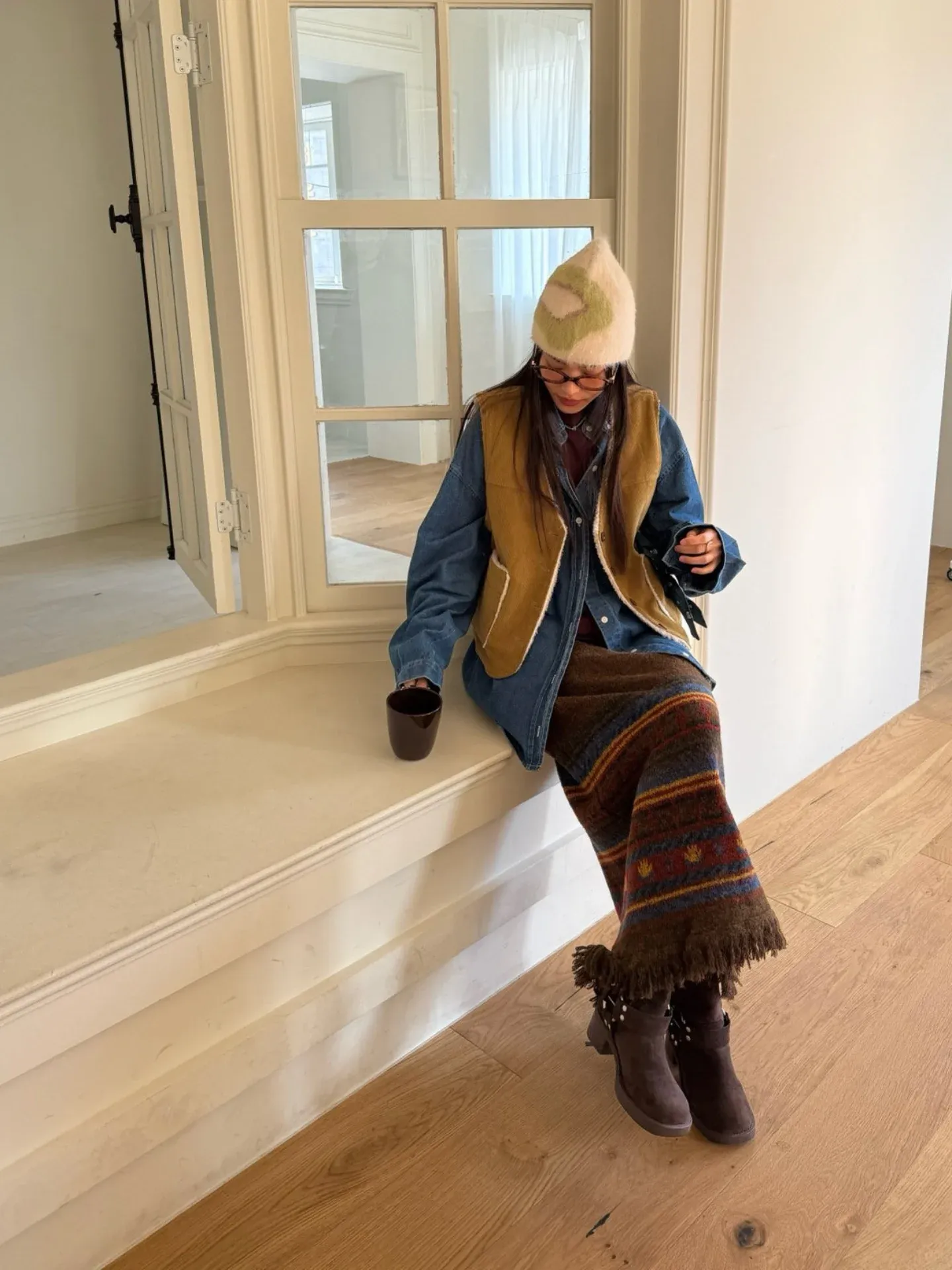 韓 圖騰鬚鬚長裙