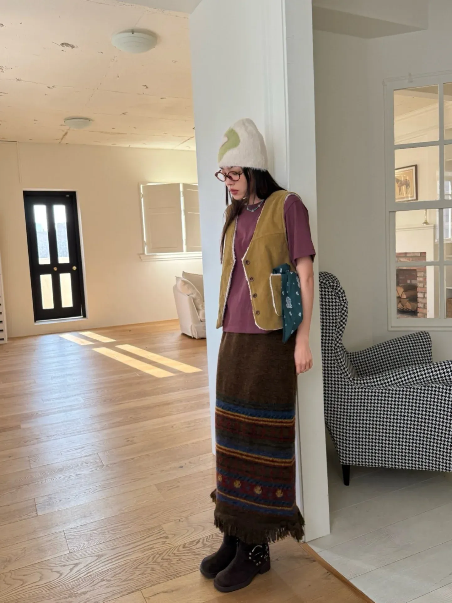 韓 圖騰鬚鬚長裙