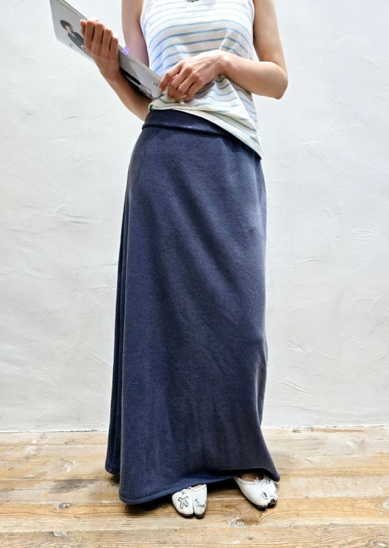 韓 後開岔棉質長裙 2色