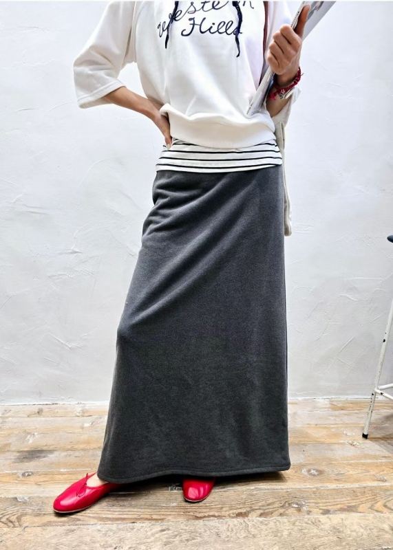 韓 後開岔棉質長裙 2色