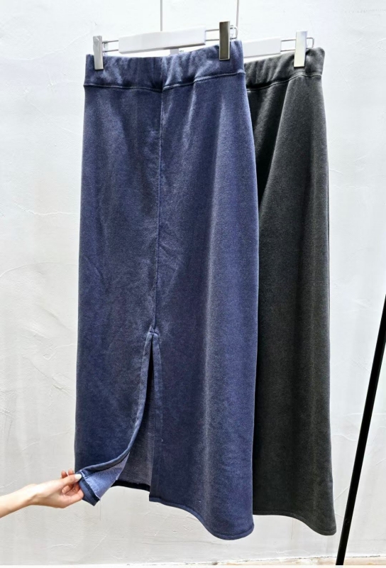 韓 後開岔棉質長裙 2色