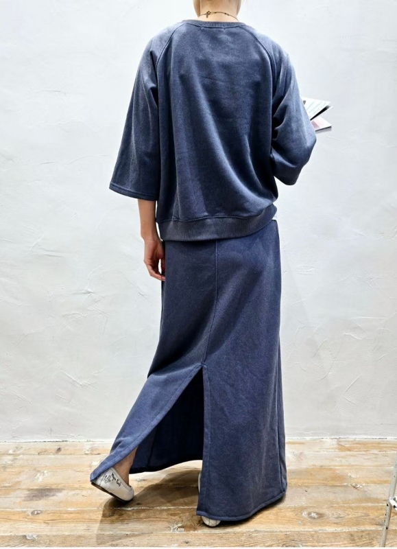 韓 後開岔棉質長裙 2色