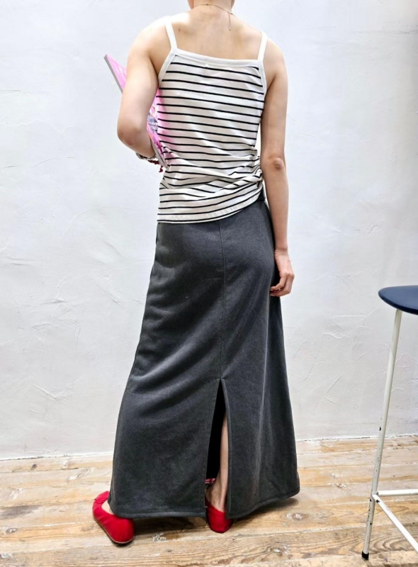 韓 後開岔棉質長裙 2色