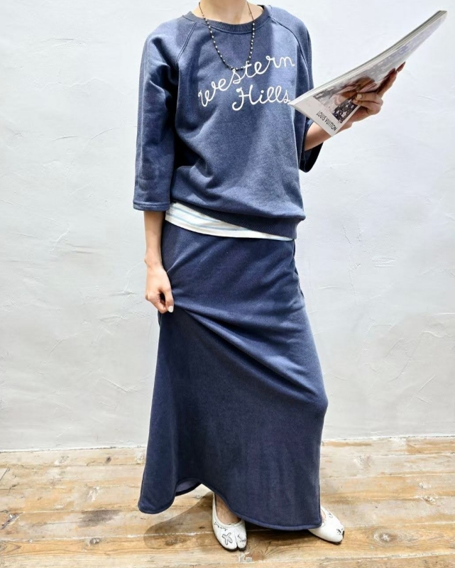 韓 後開岔棉質長裙 2色