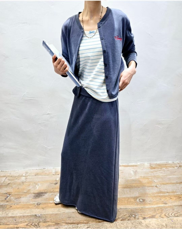 韓 後開岔棉質長裙 2色