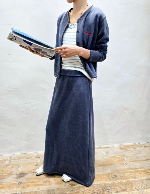 韓 後開岔棉質長裙 2色