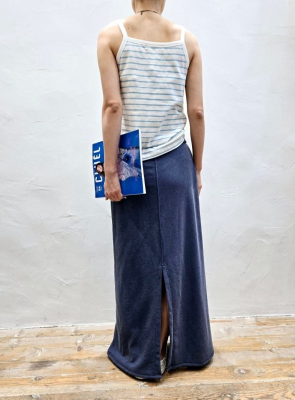 韓 後開岔棉質長裙 2色