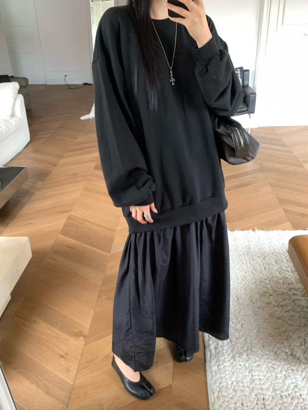 韓 假兩件式素色長洋 3色