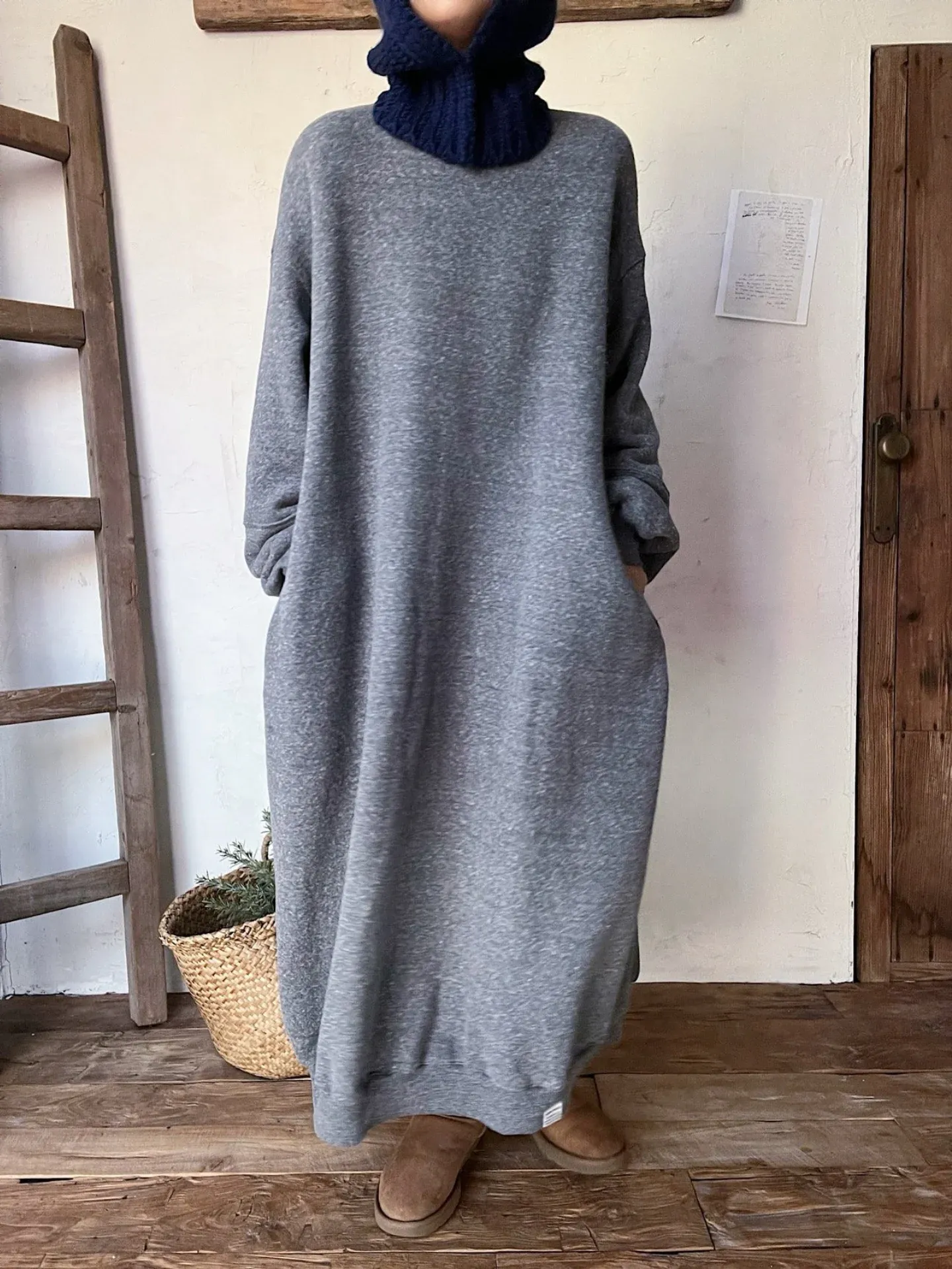 韓 背釦素色長洋