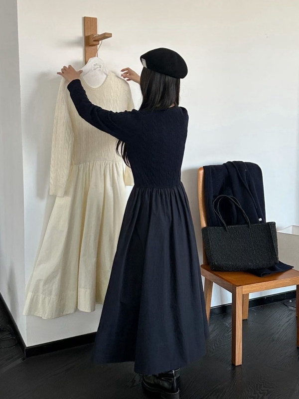 韓 麻花氣質長洋 2色