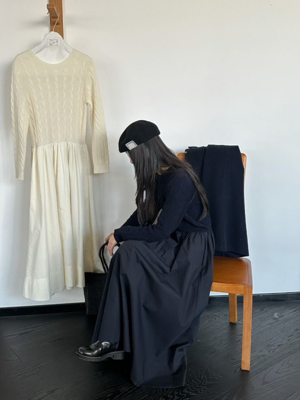 韓 麻花氣質長洋 2色