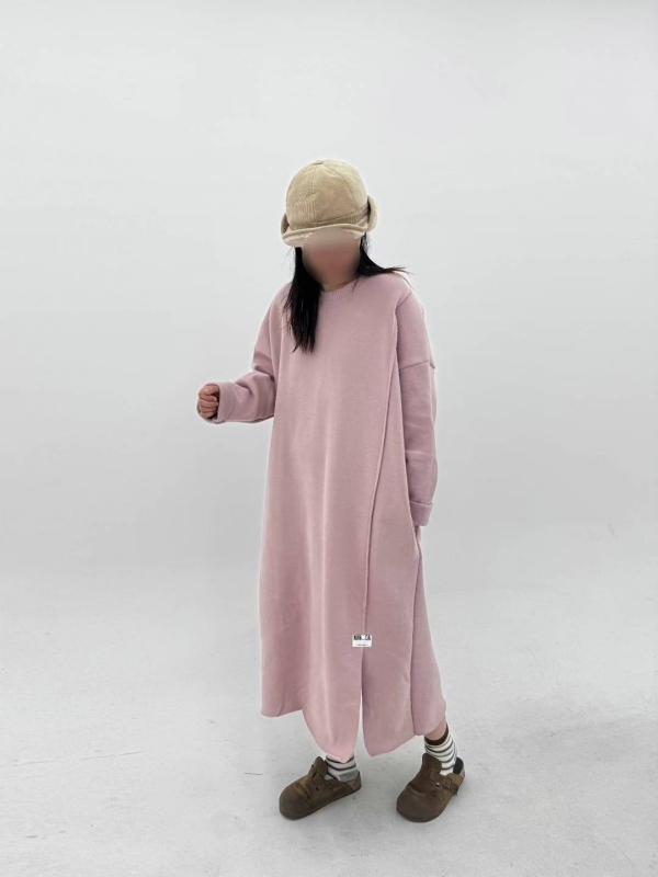 韓 素色圓領棉質長洋 3色