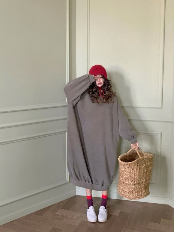 韓 素色棉質長洋 12色