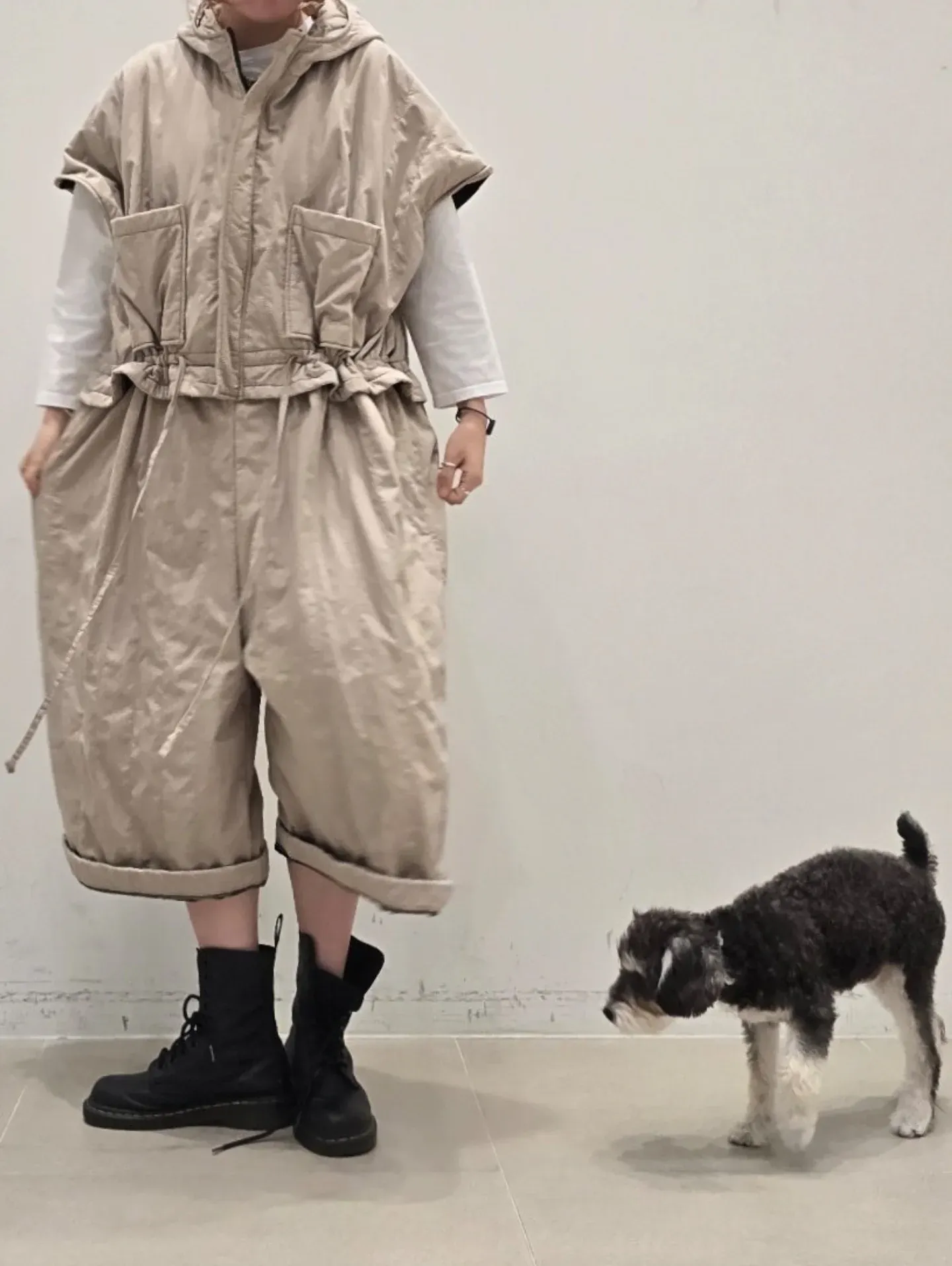 韓 大口袋連帽連身褲 3色