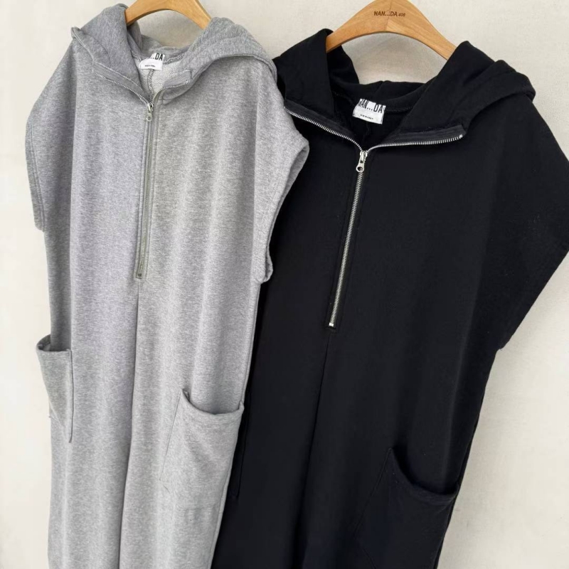 韓 連帽連身褲 2色