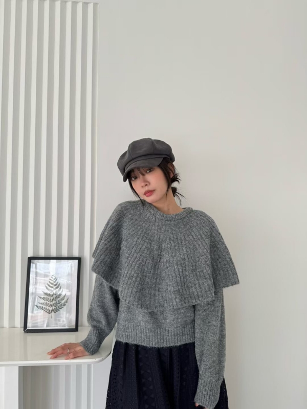 韓 微毛料上衣+裙套裝 3色