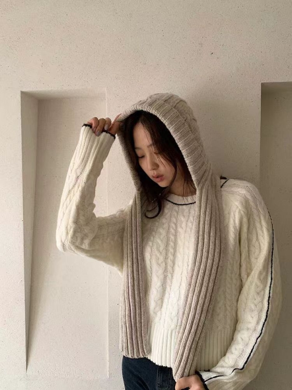 韓 粗綁帶毛帽 5色