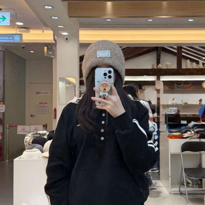 韓 後綁帶可愛毛帽 4色