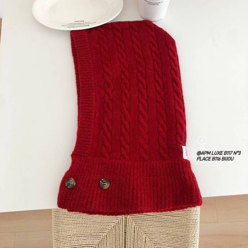 韓 有釦短脖圍麻花帽 3色 size