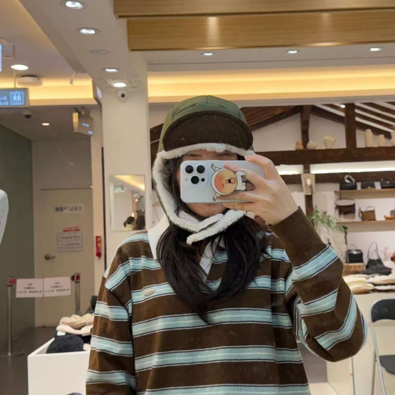 韓 配色帽簷飛行帽 4色