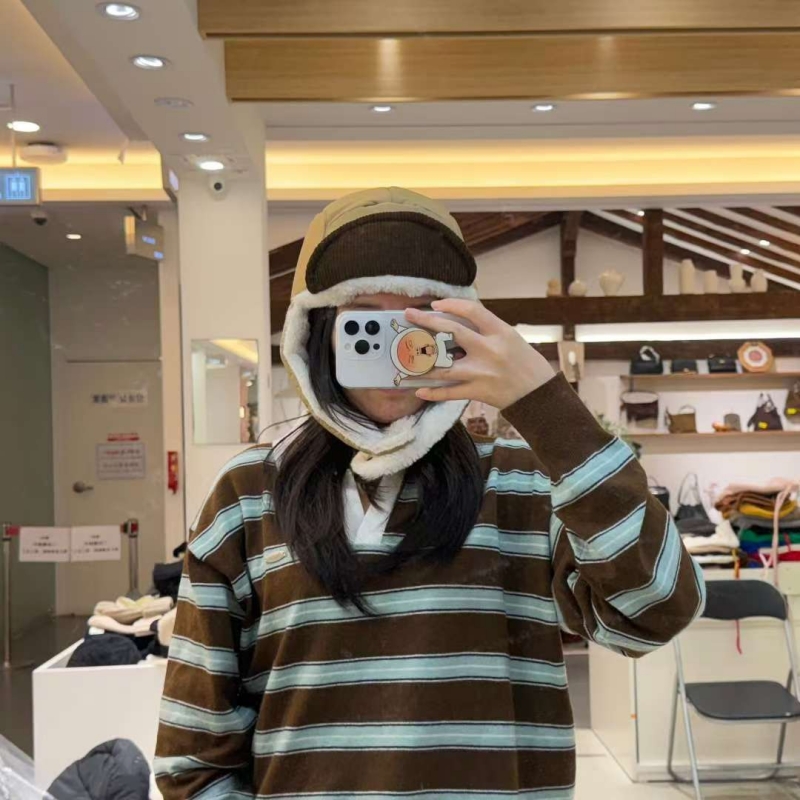 韓 配色帽簷飛行帽 4色