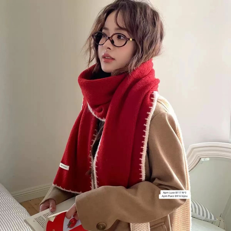 韓 縫線編圍巾 6色 size