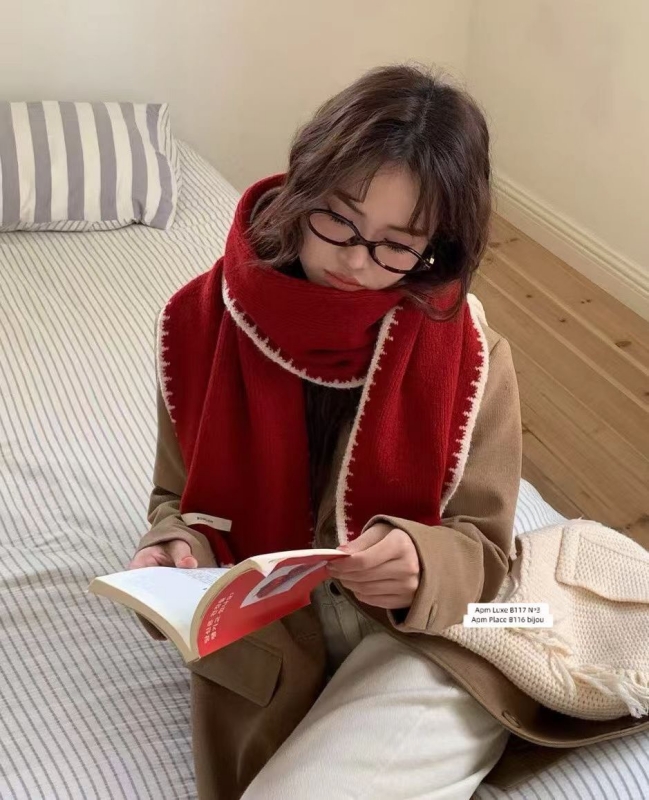 韓 縫線編圍巾 6色 size