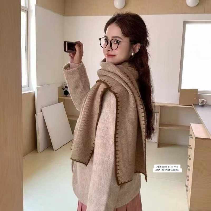 韓 縫線編圍巾 6色 size