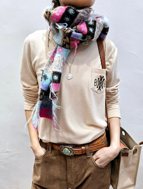 韓 繽紛圖騰圍巾 4色 size