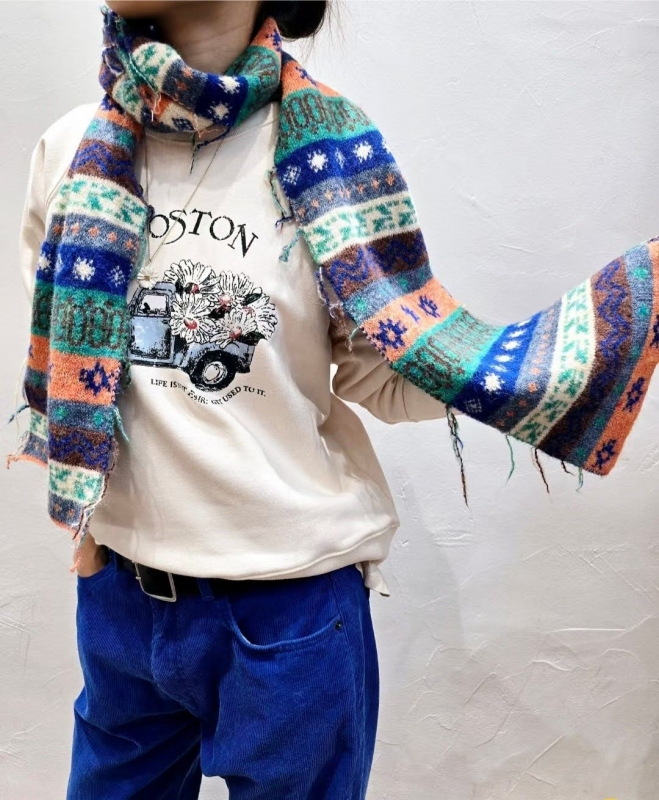 韓 繽紛圖騰圍巾 4色 size