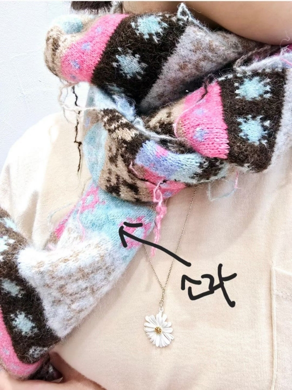 韓 繽紛圖騰圍巾 4色 size