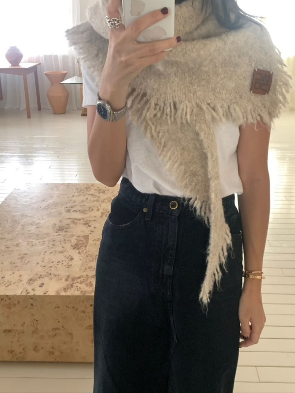 韓 小標鬚鬚素色圍巾 3色