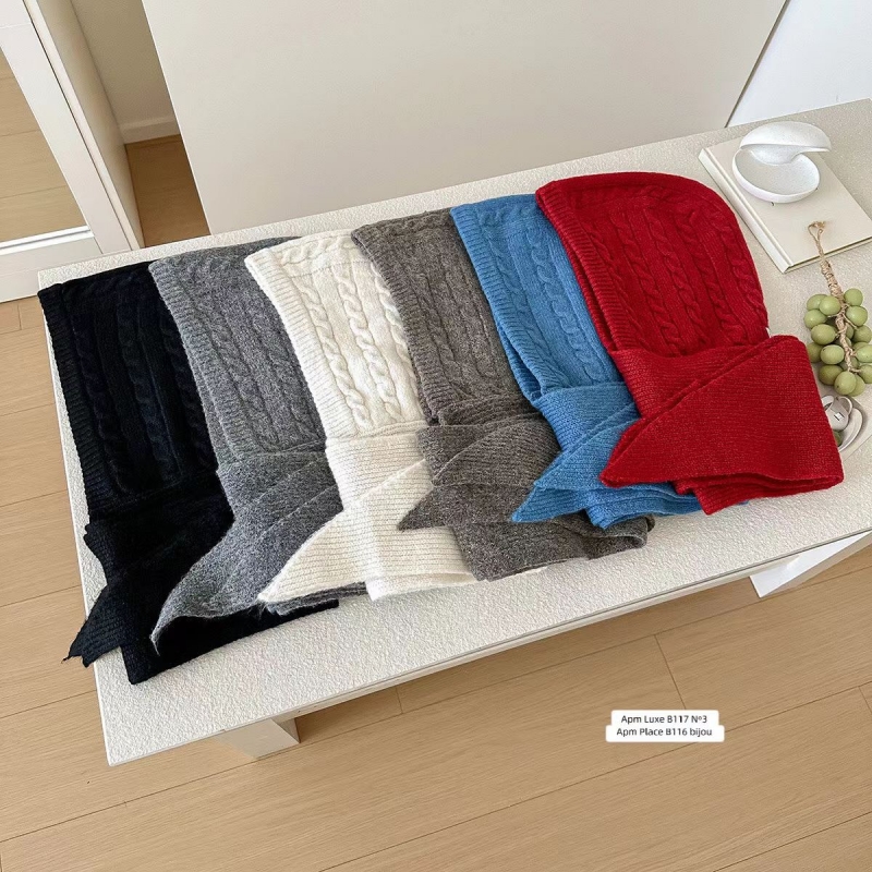 韓 素色連帽圍巾 6色