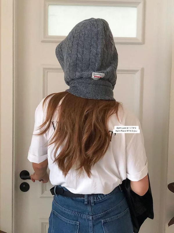 韓 素色連帽圍巾 6色