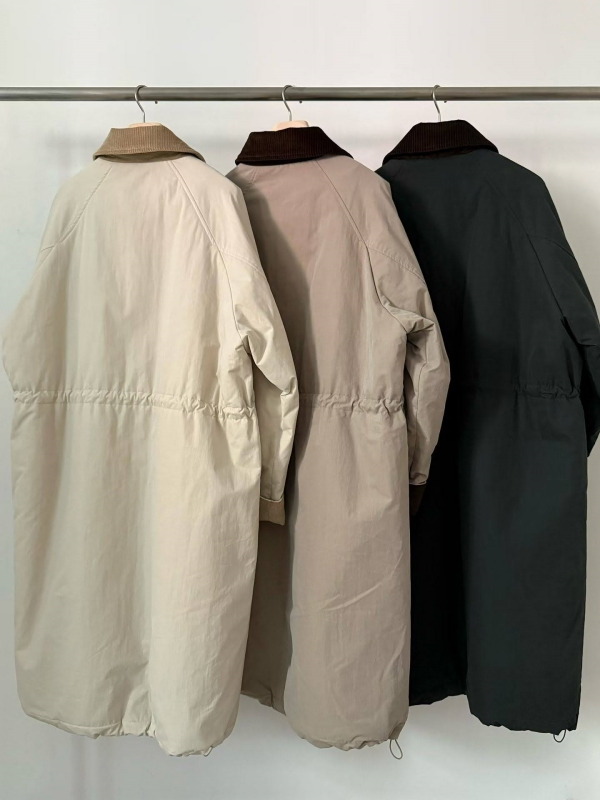 韓 配色領長版外套 3色