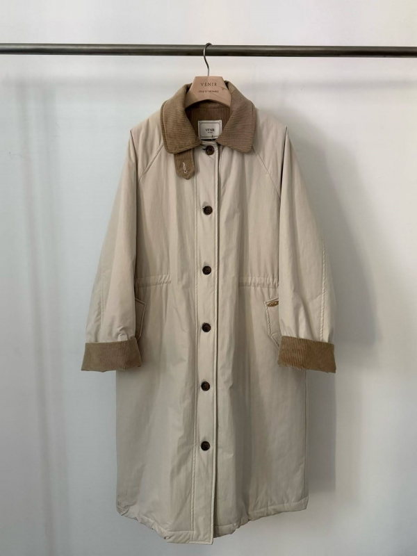 韓 配色領長版外套 3色