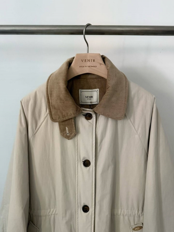 韓 配色領長版外套 3色